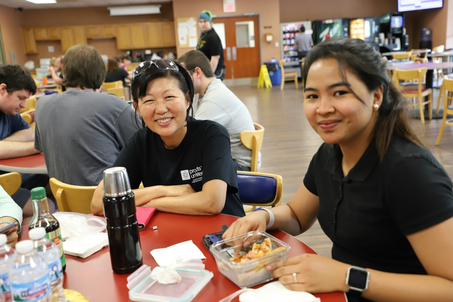 Employees in the lunchroom.