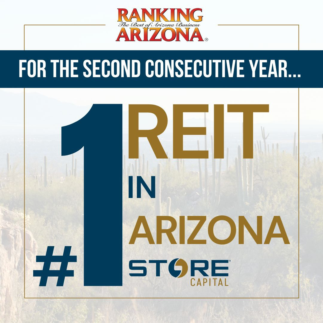 For the second consecutive year, STORE Capital has been named the #1 REIT in Arizona by AZ Big Media's ranking AZ public
