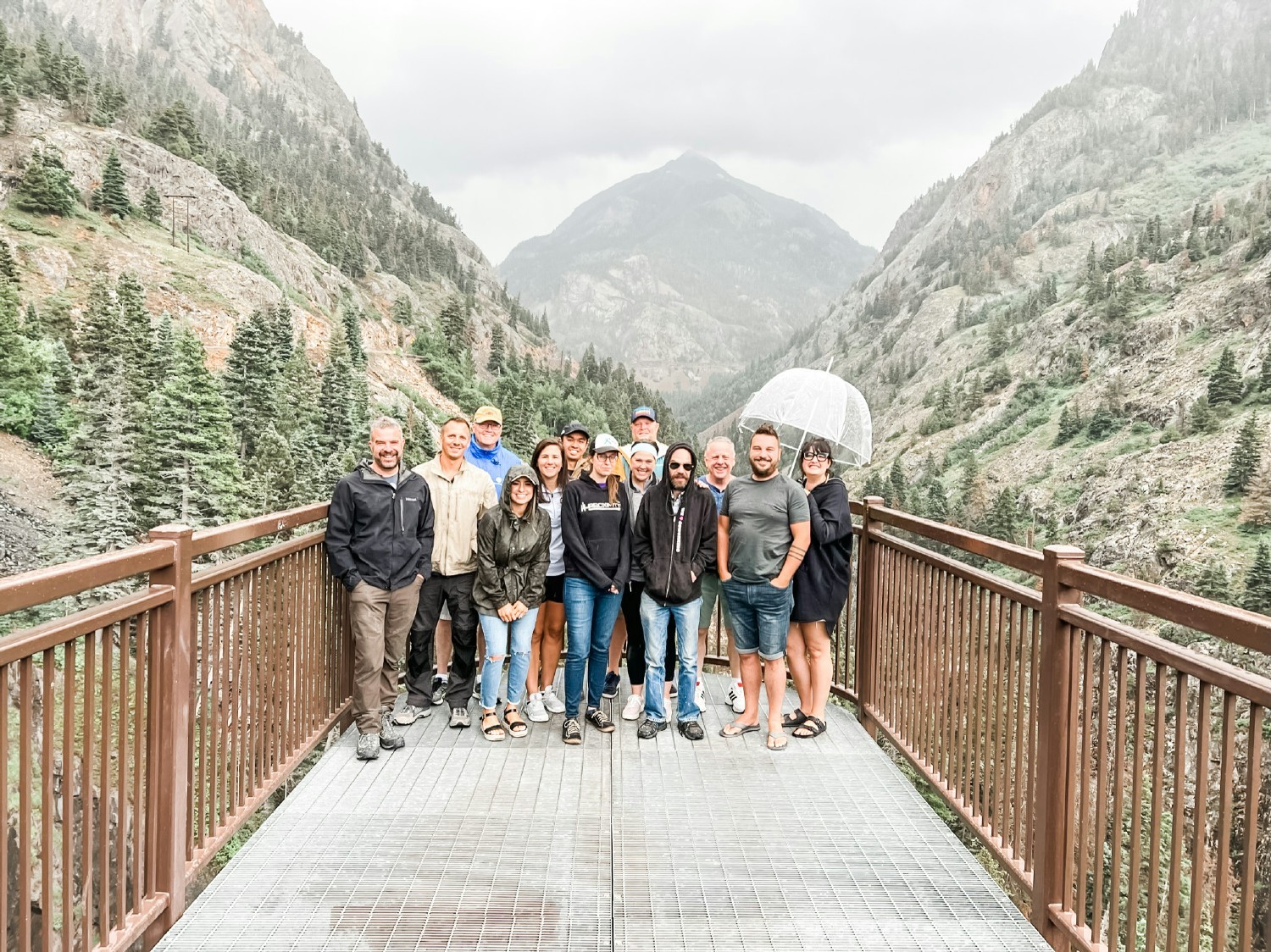 Look at that VIEW! Team photo in Ouray, CO where we hiked the mountains, panned for gold, and bonded