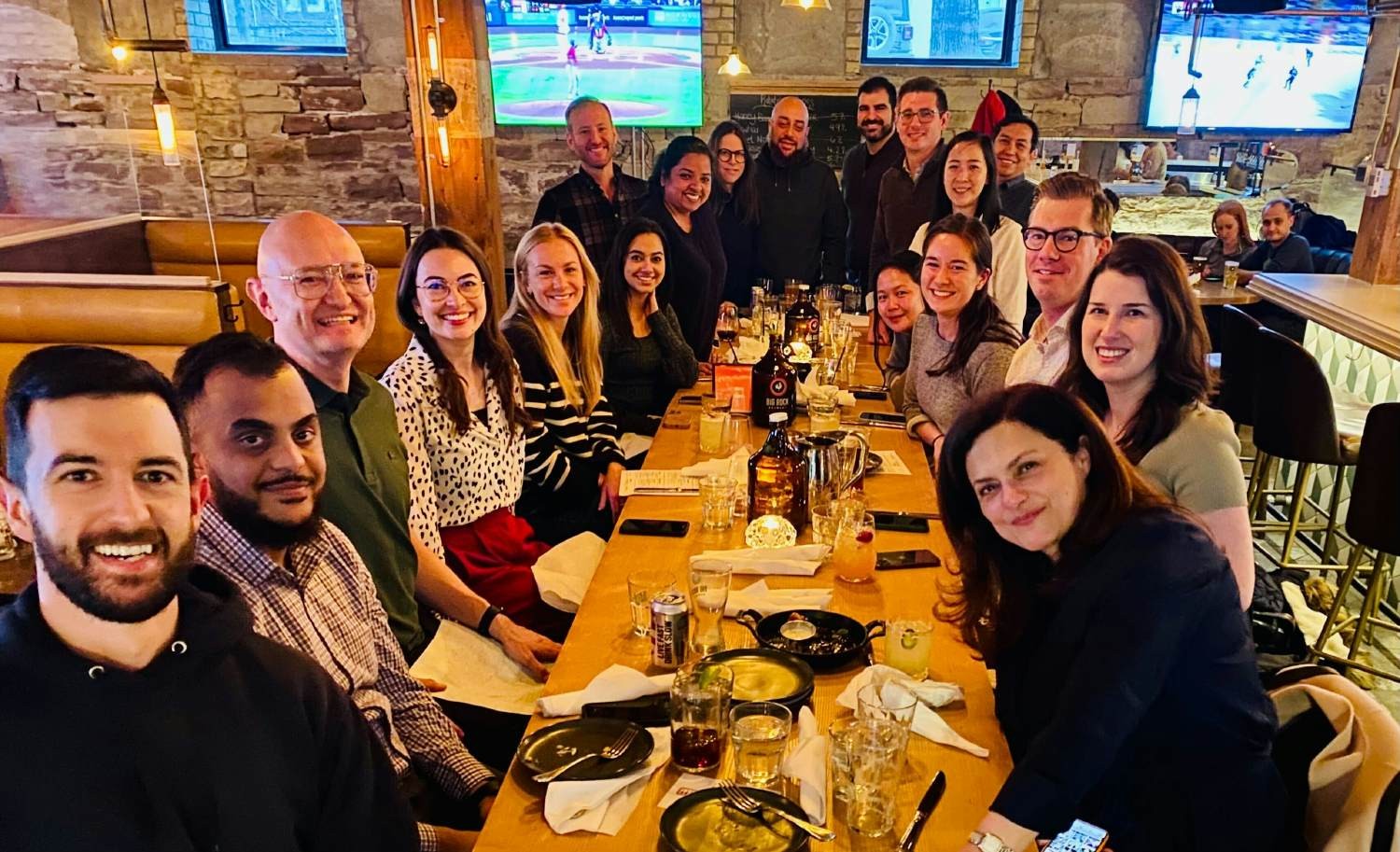 Teammates out to dinner. 