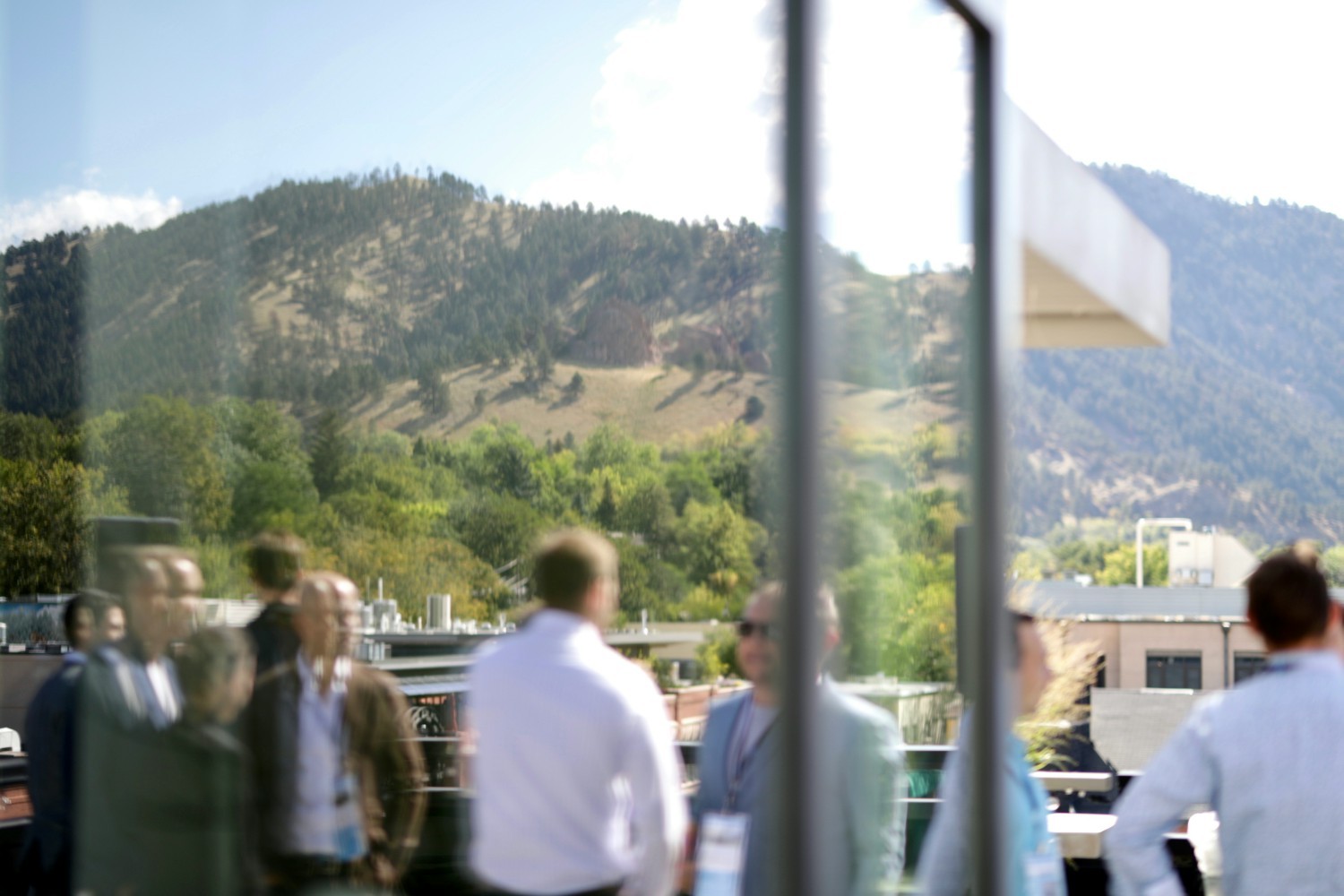 Crestone's one-of-a-kind Boulder office patio overlooking the iconic Boulder flatirons!