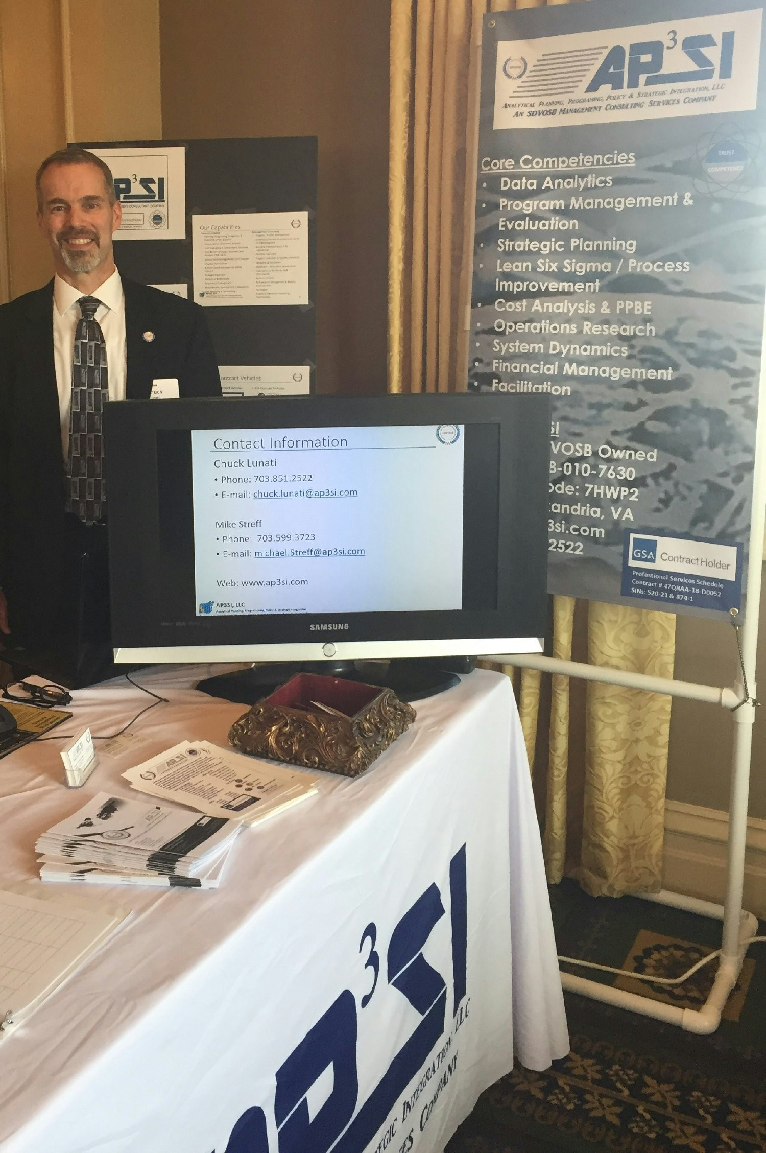 Participating in a job fair for military personnel transitioning to civilian work