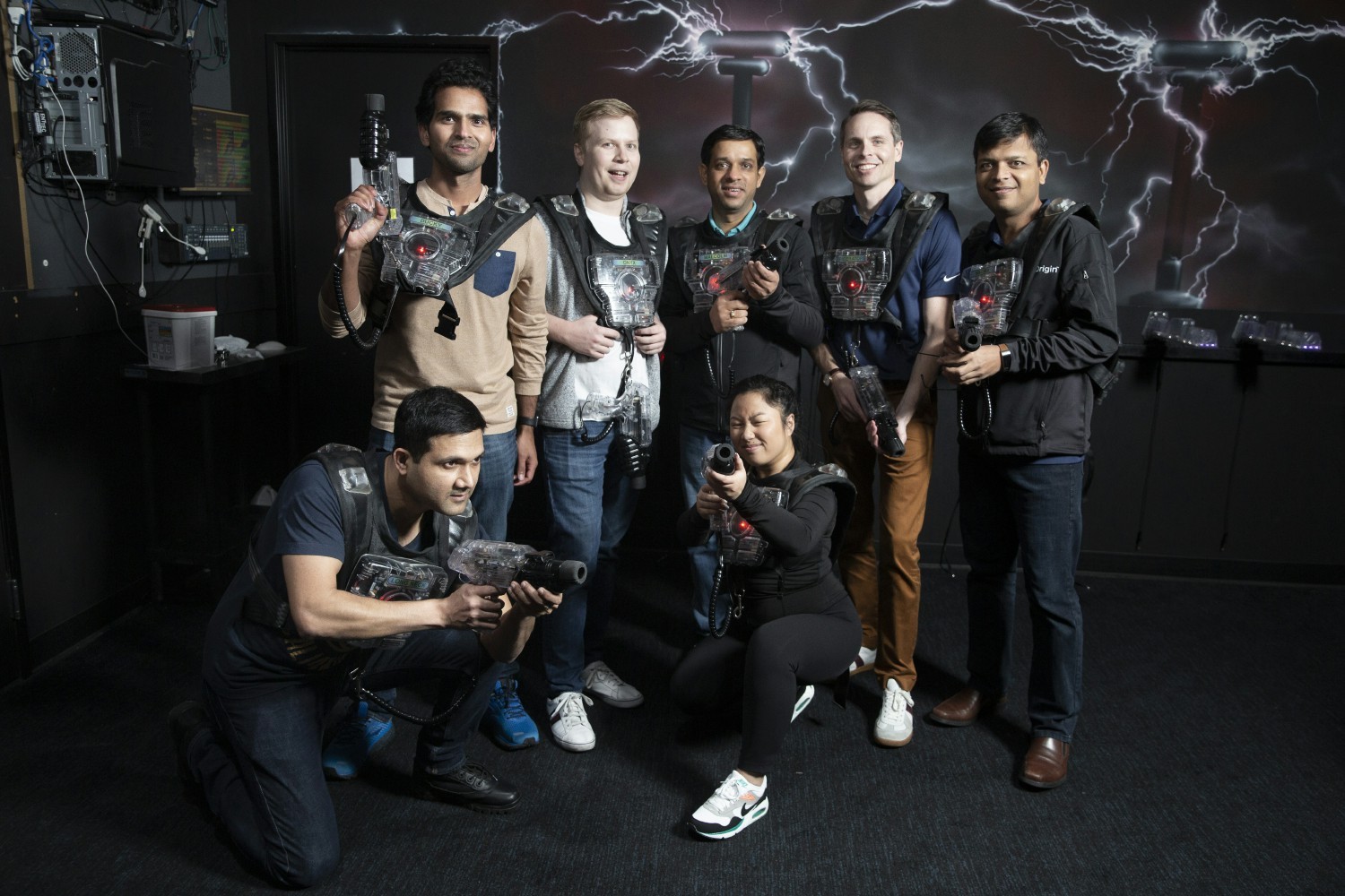 Laser Tag winners during a day of fun with the whole Origin-USA team.