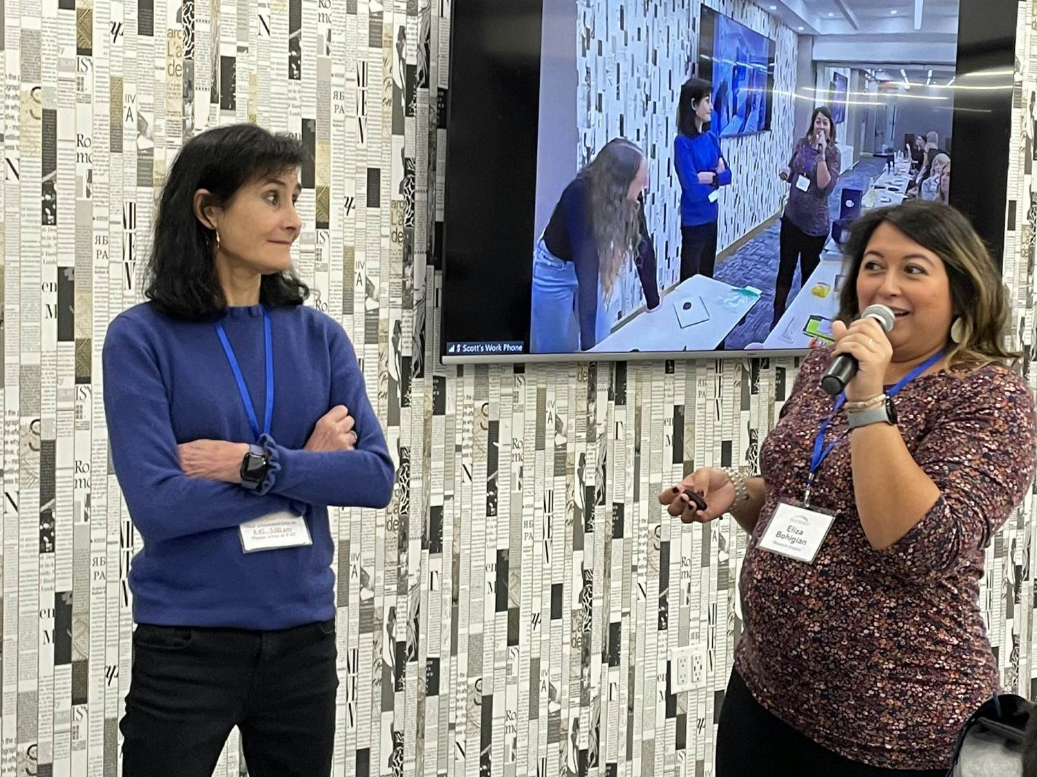 Roasting the CEO is always in fashion! Left - Carol Fitzgerald CEO/Owner. Right - Eliza, Research Director