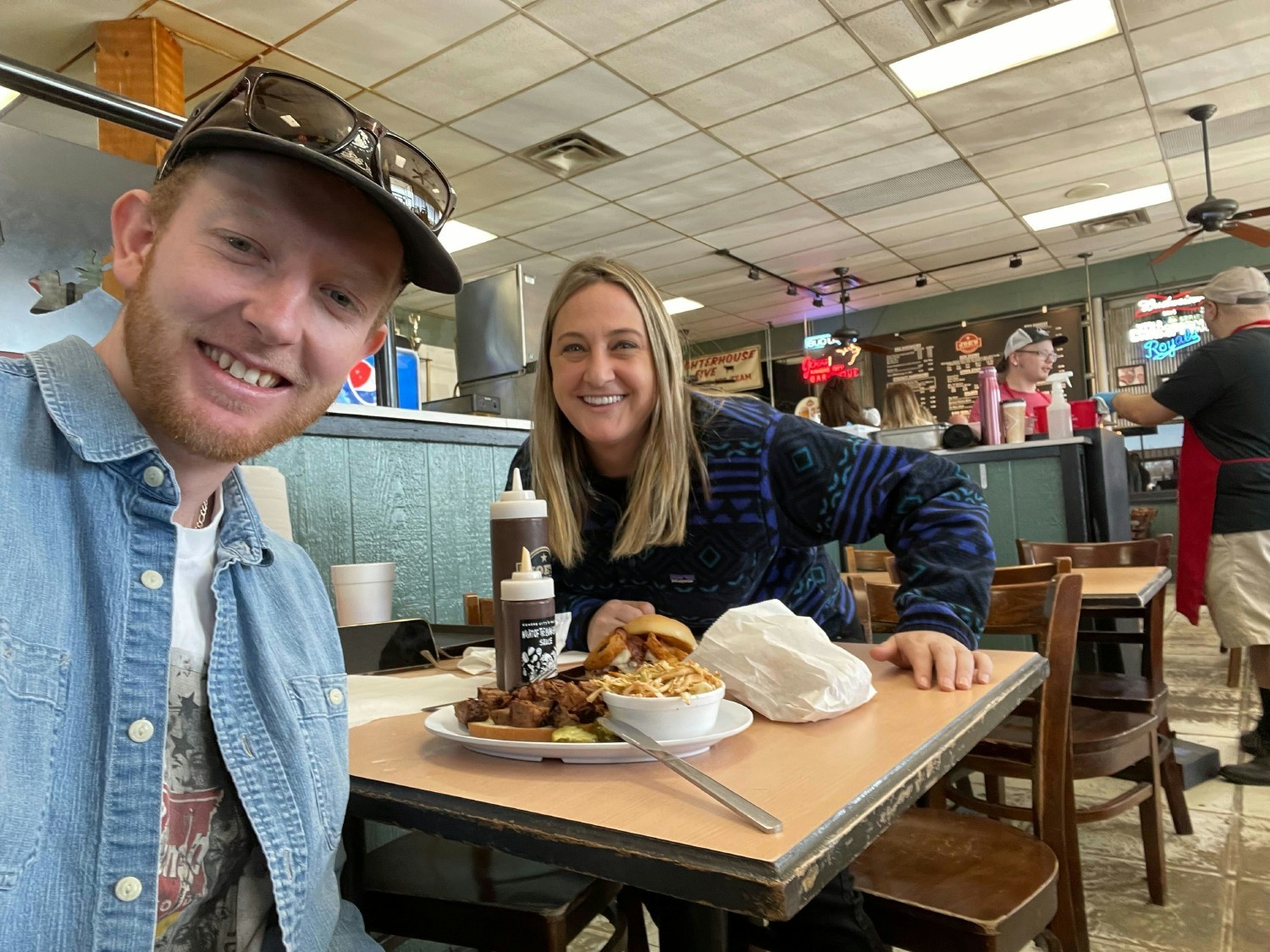 Chip Daley and Kari Boots enjoying a quick bite in Kansas City.