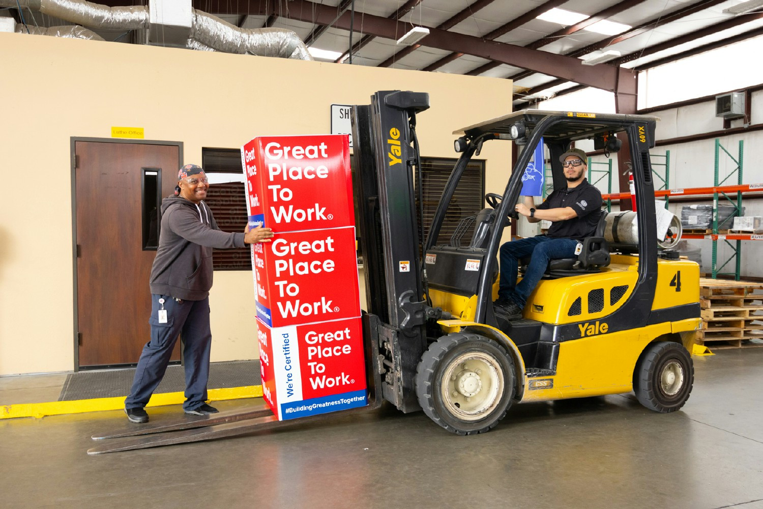 Two of our valuable team members celebrating WBS as a Great Place To Work! 