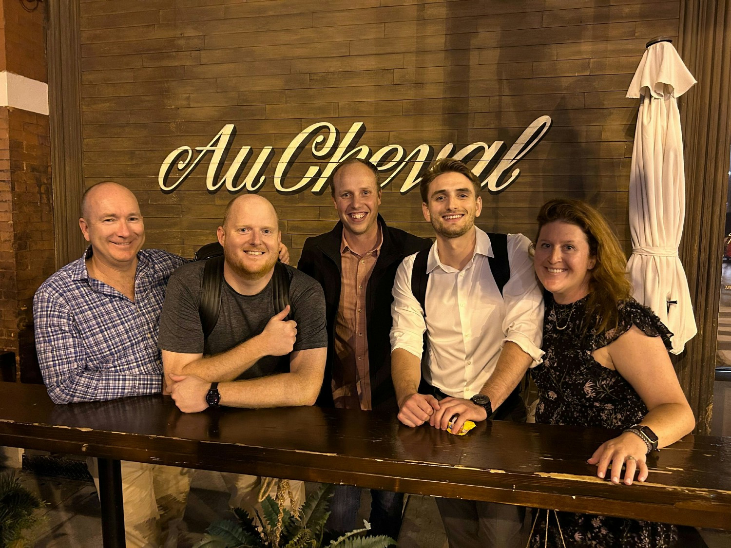 The North American team celebrating after the hackathon.