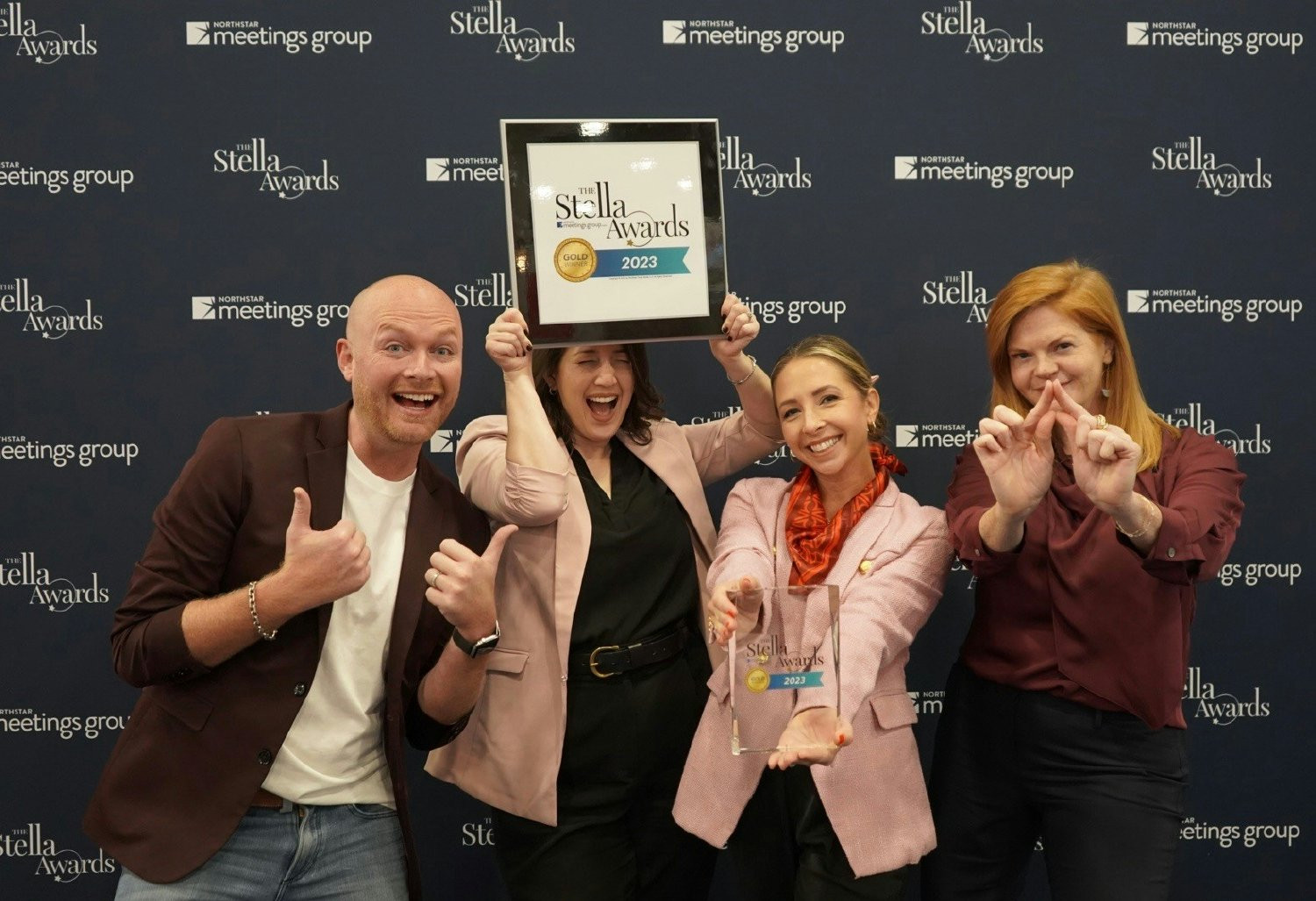 Our team celebrating together after receiving an industry award.