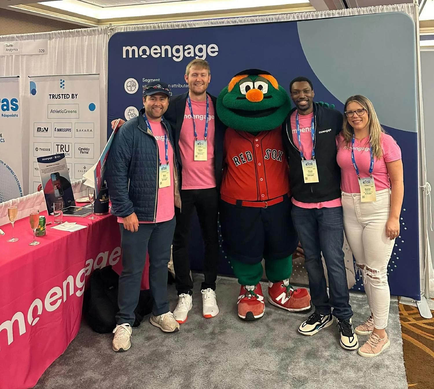 Sales & Marketing folks embracing the Barbie theme at a trade show in Boston.