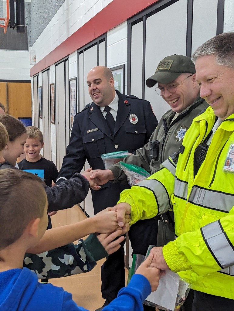 MC Elem students completed a service project for local first responders - thank you cards and assembling survival kits