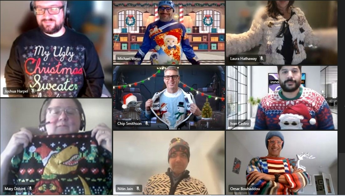 End of year ugly sweater contest in 2022