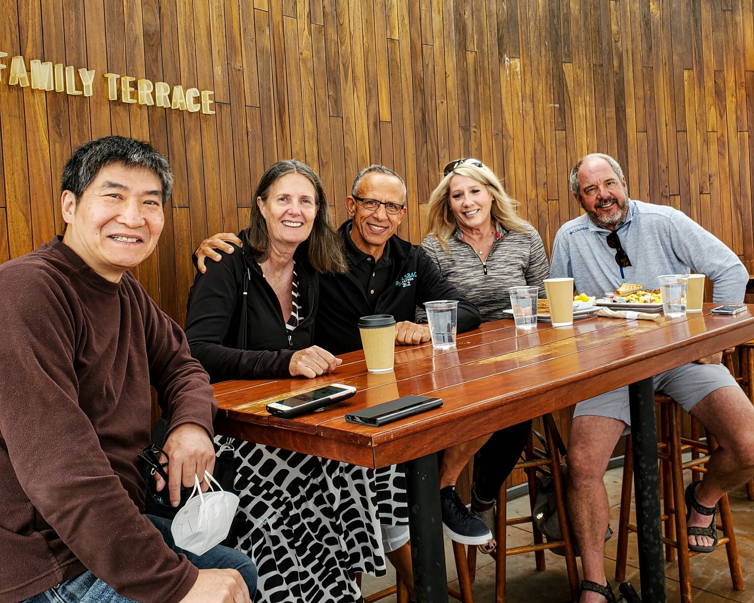 Spontaneous breakfast meeting between 3 employees and their spouses in 2022 in San Diego, CA.