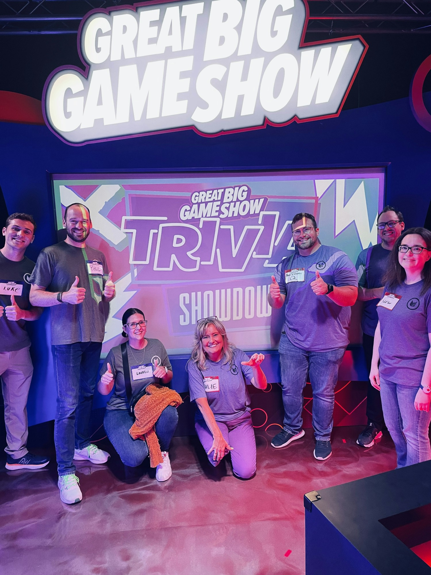 Contestants on the Great Big Game Show.  A round of applause for Team Blue who took bragging rights back to the office! 