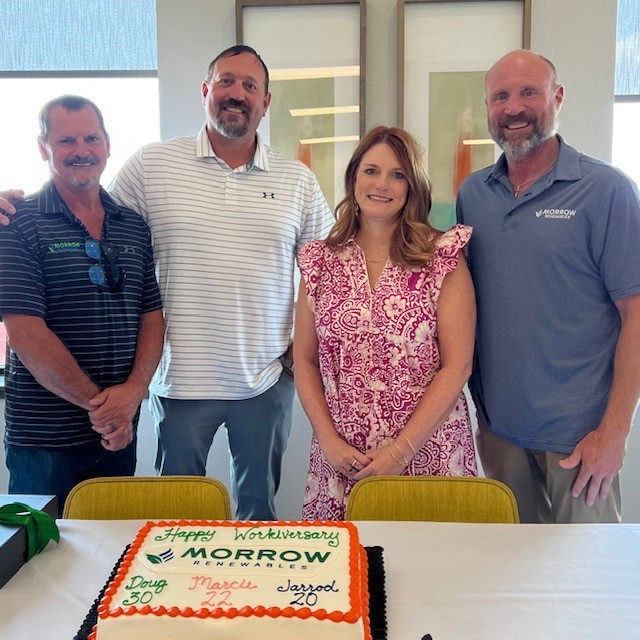Celebrating decades of dedicated service & commitment with Doug, Jarrod, Marcie, and owner Luke Morrow.  Bravo!
