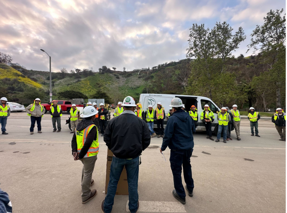 Morning safety meeting at one of our biggest projects; ECC where we worked along side the US Army Corps of Engineers.