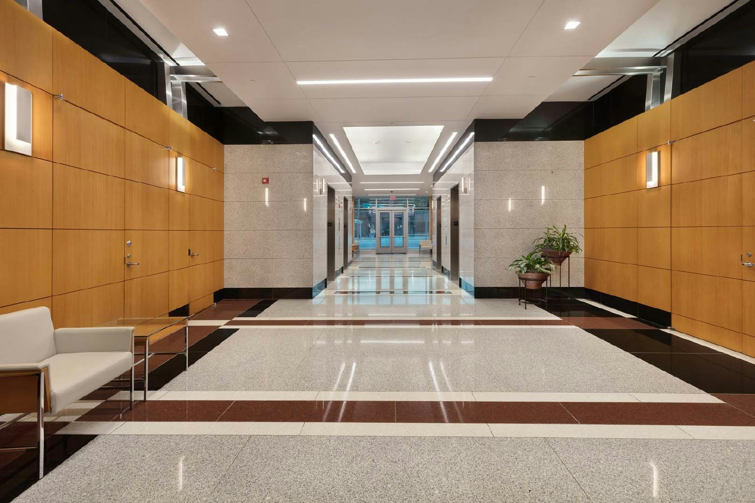 Office Lobby; currently operating in a hybrid status; In office 2 days a week; telework 3 days a week