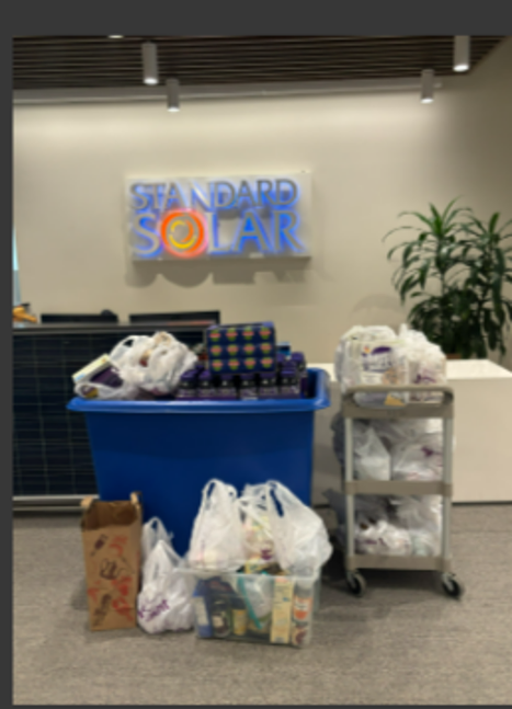 Standard Solar employees giving back with a canned food drive.