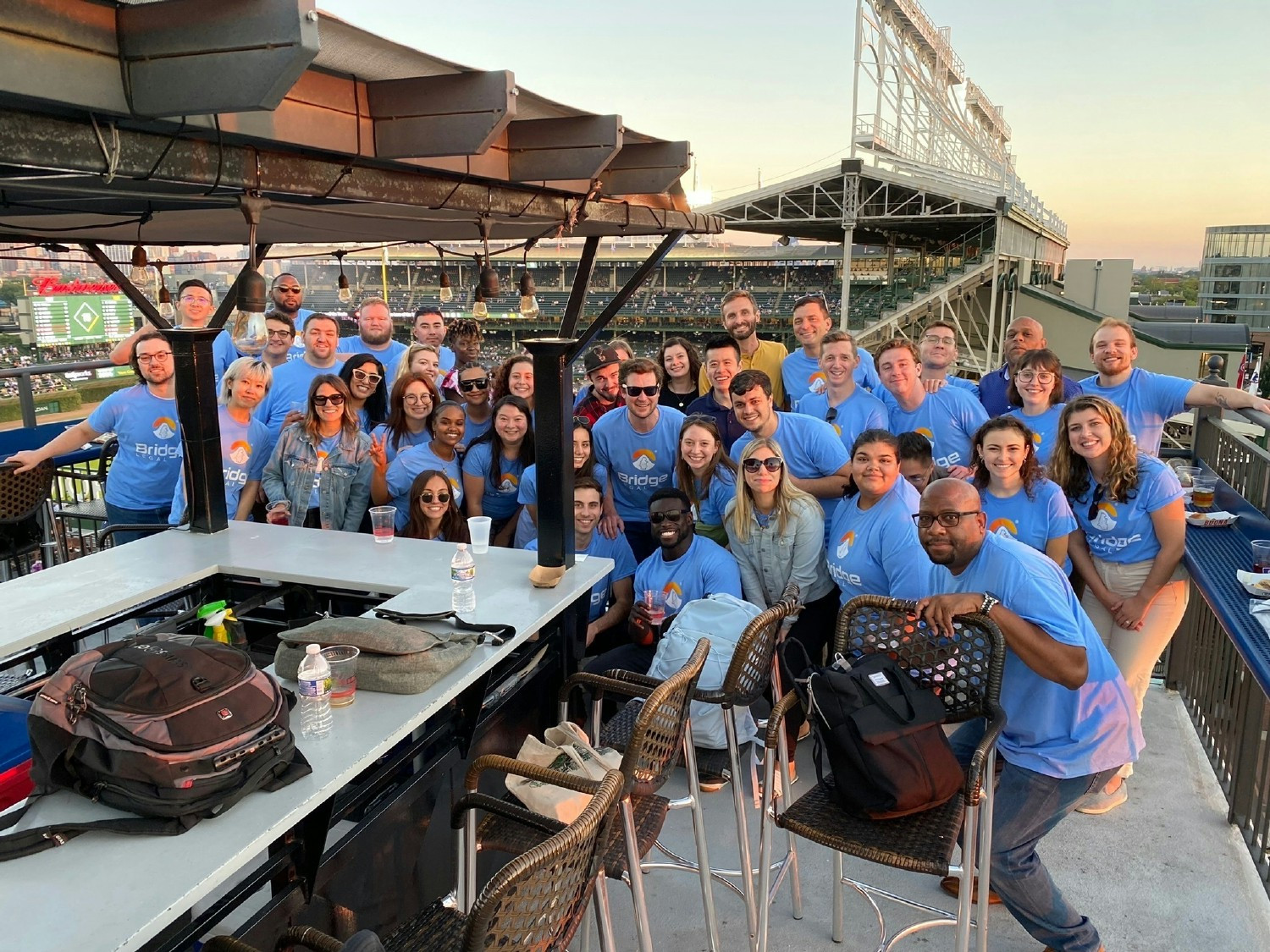 Bridge Legal team member's at the annual Cubs rooftop outing