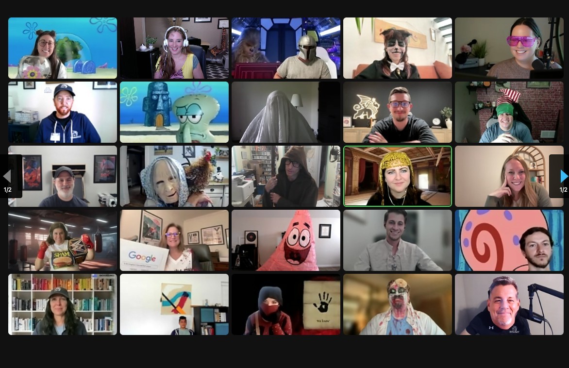 Some of our staff on a Halloween All Hands Call (our entire company works remotely across the US) 
