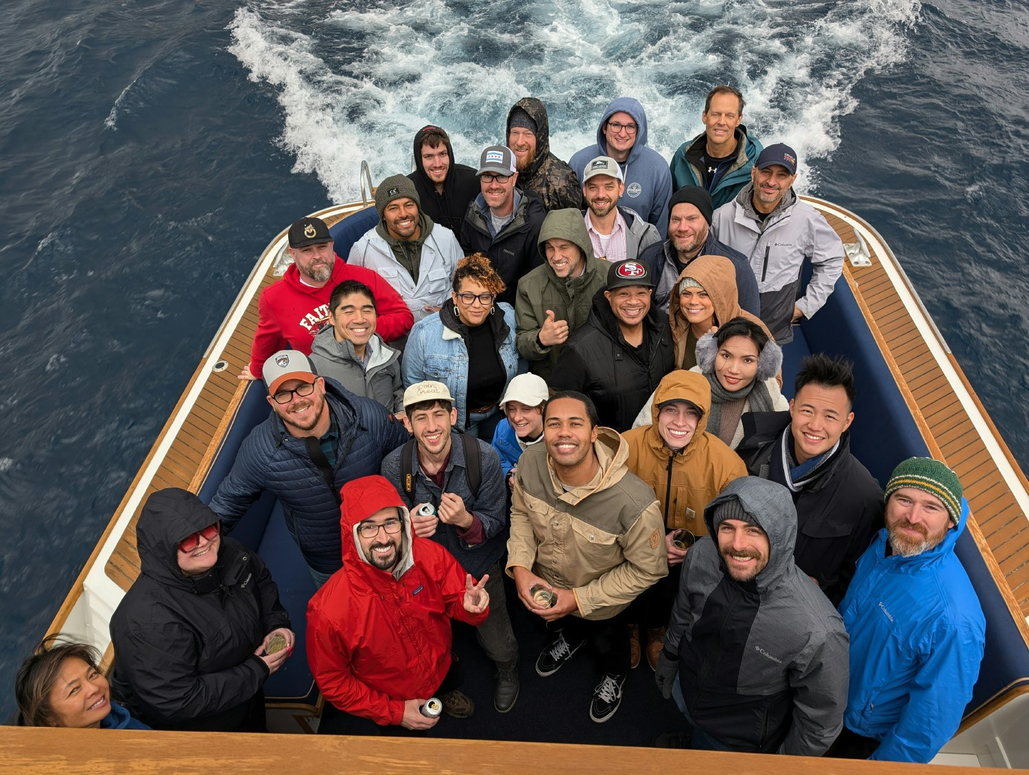 Members of our team participating in a boat ride on Lake Tahoe.