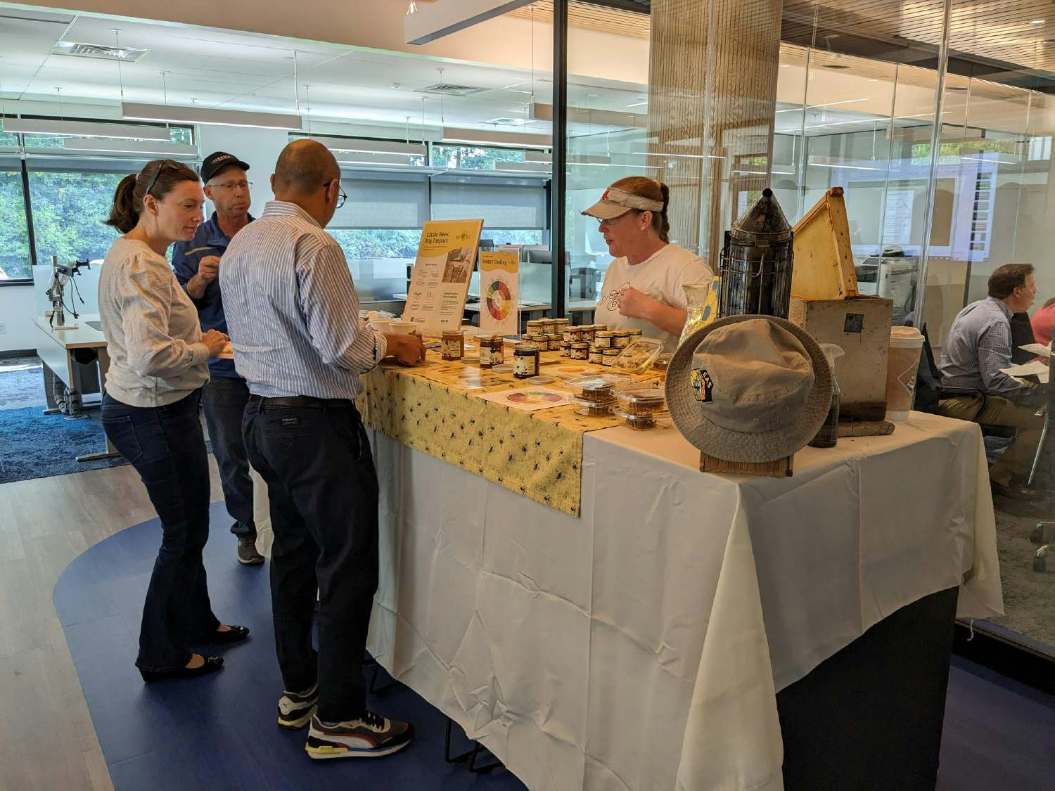 We hold employee appreciation events where employees get to taste honey from our campus's beehives.