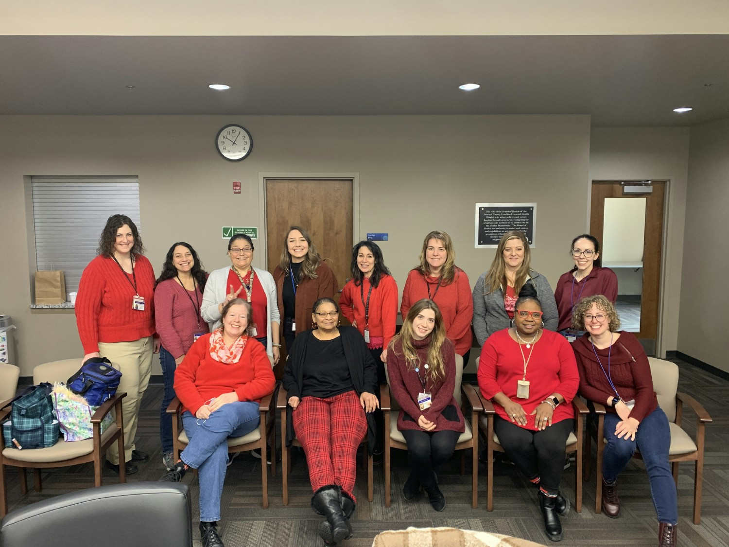 SCPH's Women, Infant, and Children staff wearing red to support American Health Association in February.