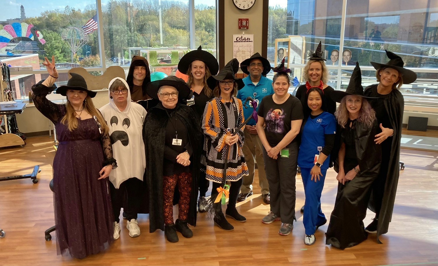 Rehabilitation Services team members showing their Halloween 
