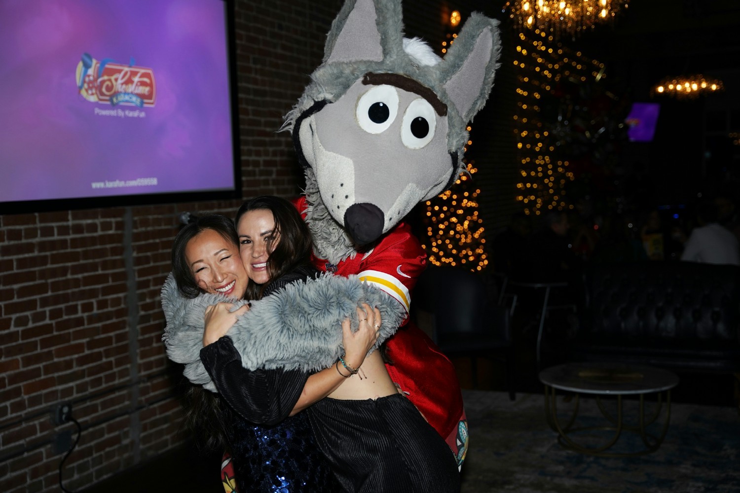 The best hugs come from KC Wolf, the KC Chiefs mascot