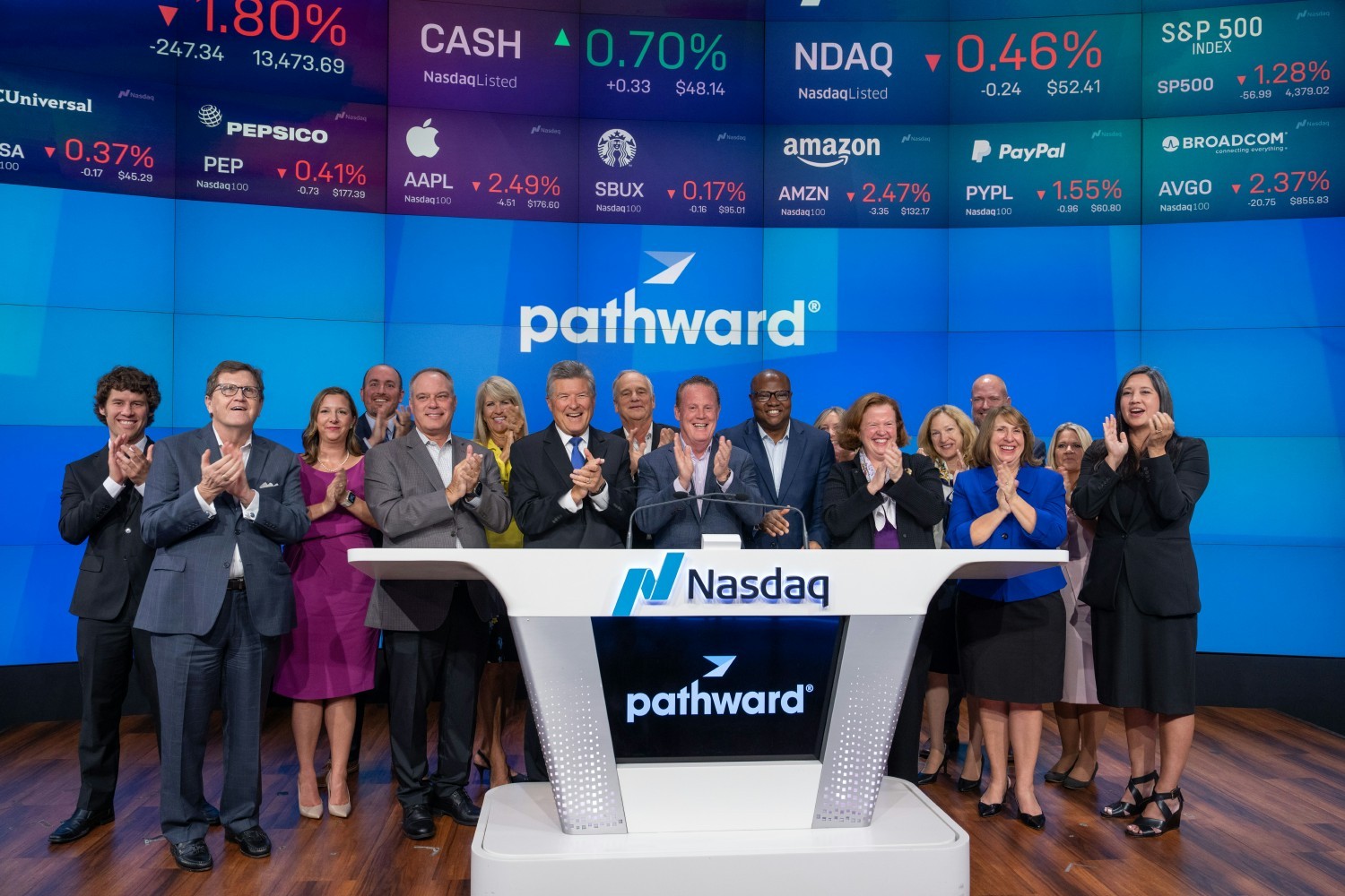 Joined by company leaders and the Board of Directors, CEO Brett Pharr rang the closing bell at the Nasdaq MarketSite. 