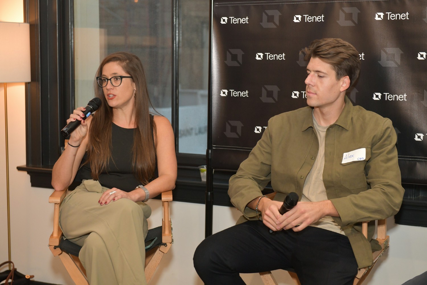 Tenet CEO Alex Liegl being interviewed by Sarah Golden, VP of Energy for GreenBiz, as part of Climate Week NYC