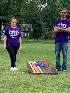 Fall picnic - cornhole with family