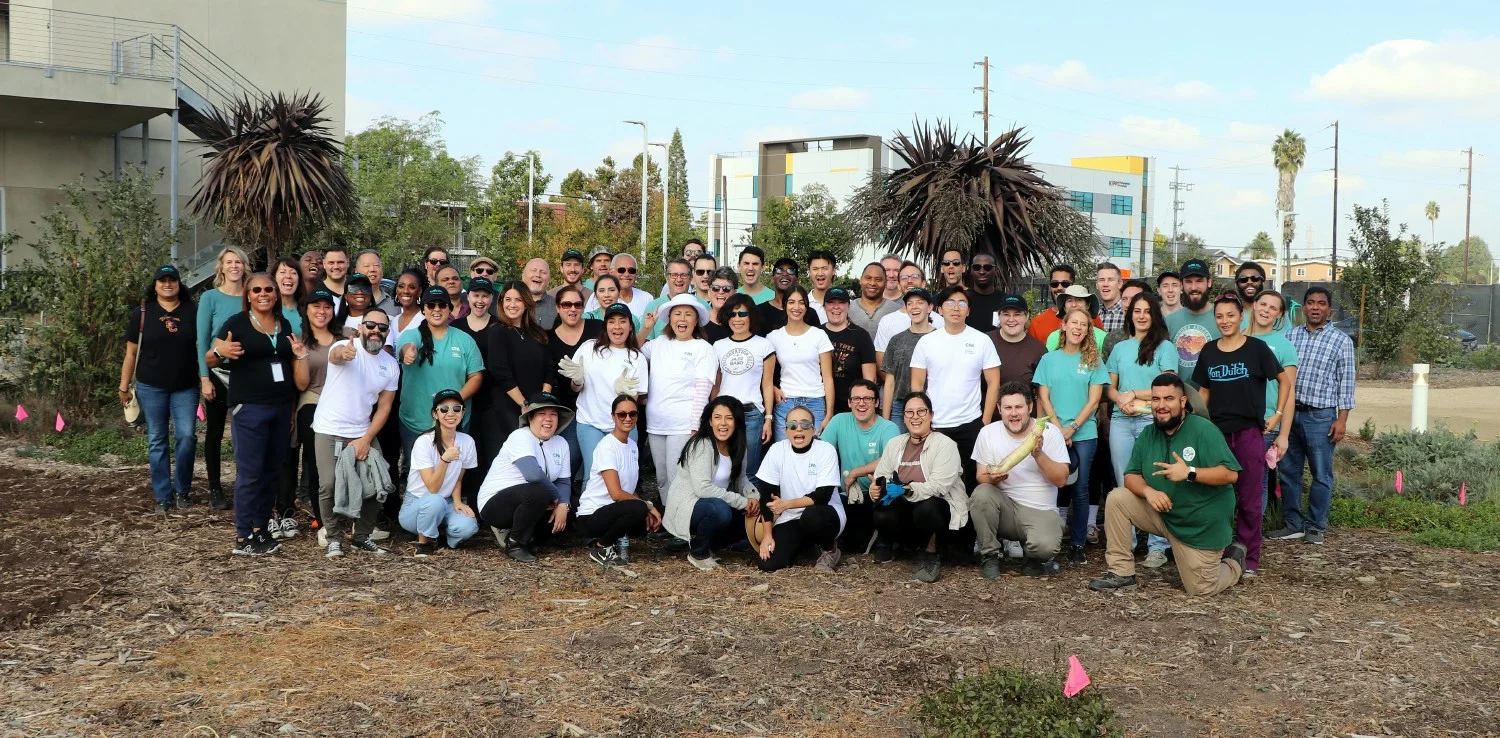 The CPA team volunteering at a local urban agricultural farm in Los Angeles.