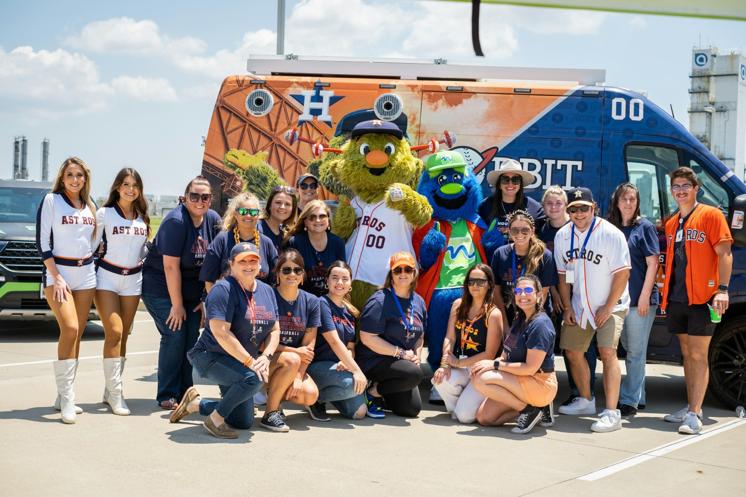 Annual Neches Ncredible Kids day with Houston Astros mascot Orbit, street team and shooting stars.