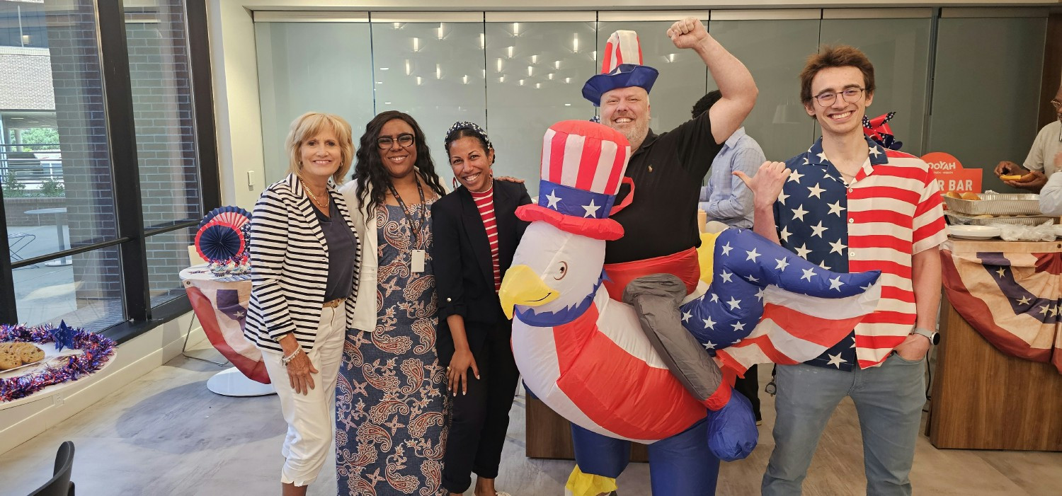 Enjoying a tasty 4th of July lunch paired with a fun costume contest. 
