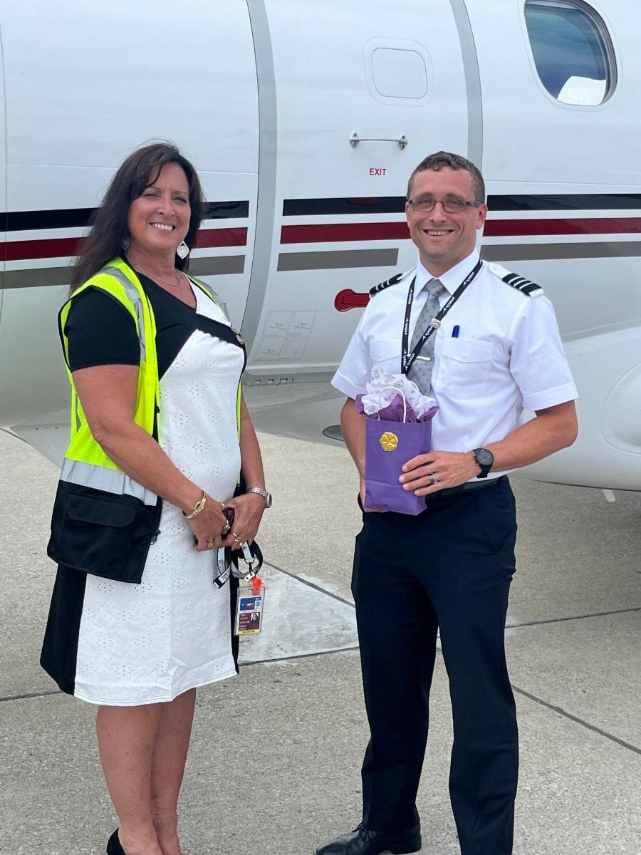 Million Air Indianapolis lending a hand to a pilot celebrating his 5th wedding anniversary by assisting with a gift.