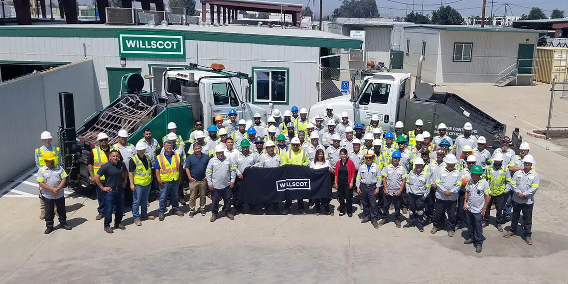 A group photo of the team at the Inland Los Angeles branch, one of many providing modular space solutions. 