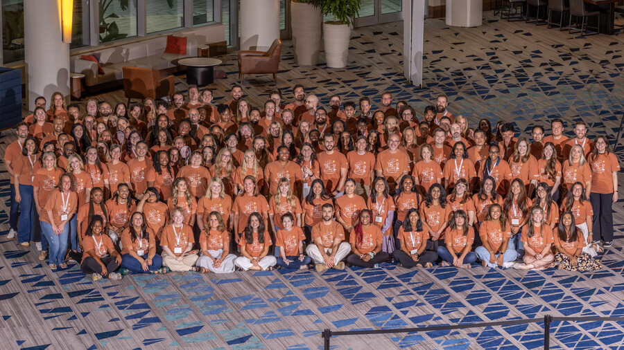 Employees gather for an annual offsite to discuss annual strategy and goals and collaborate together.