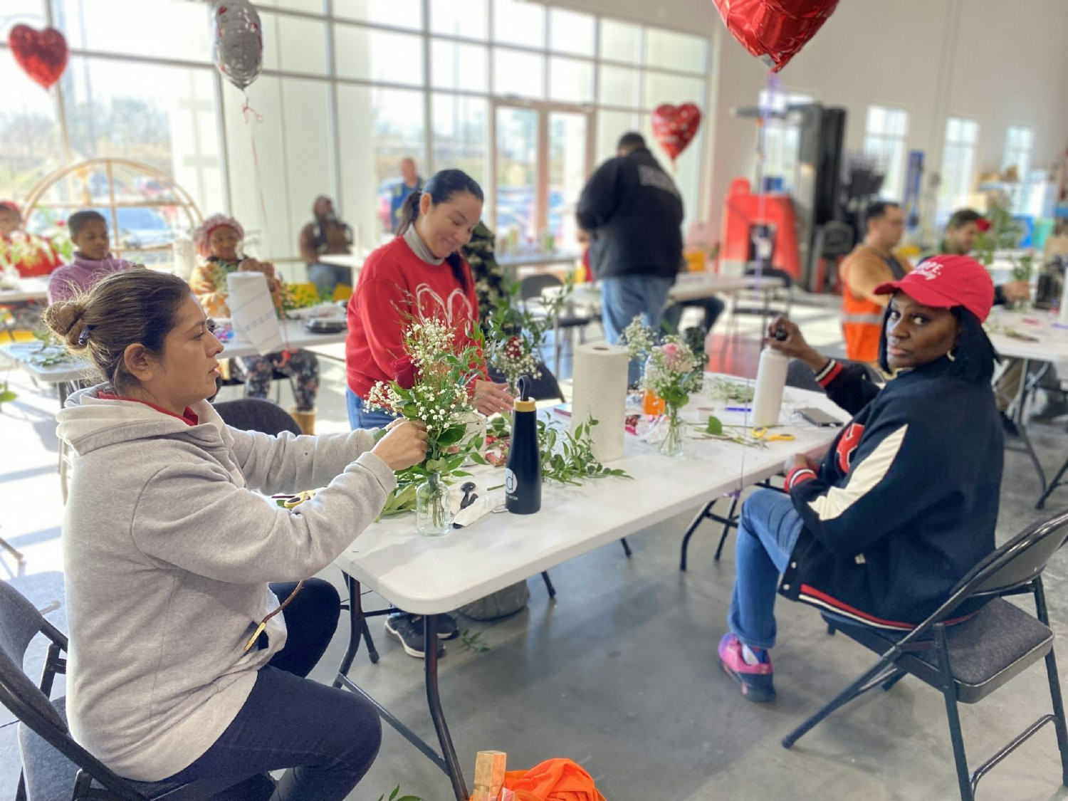 Celebrating Valentine's day with flower arranging.