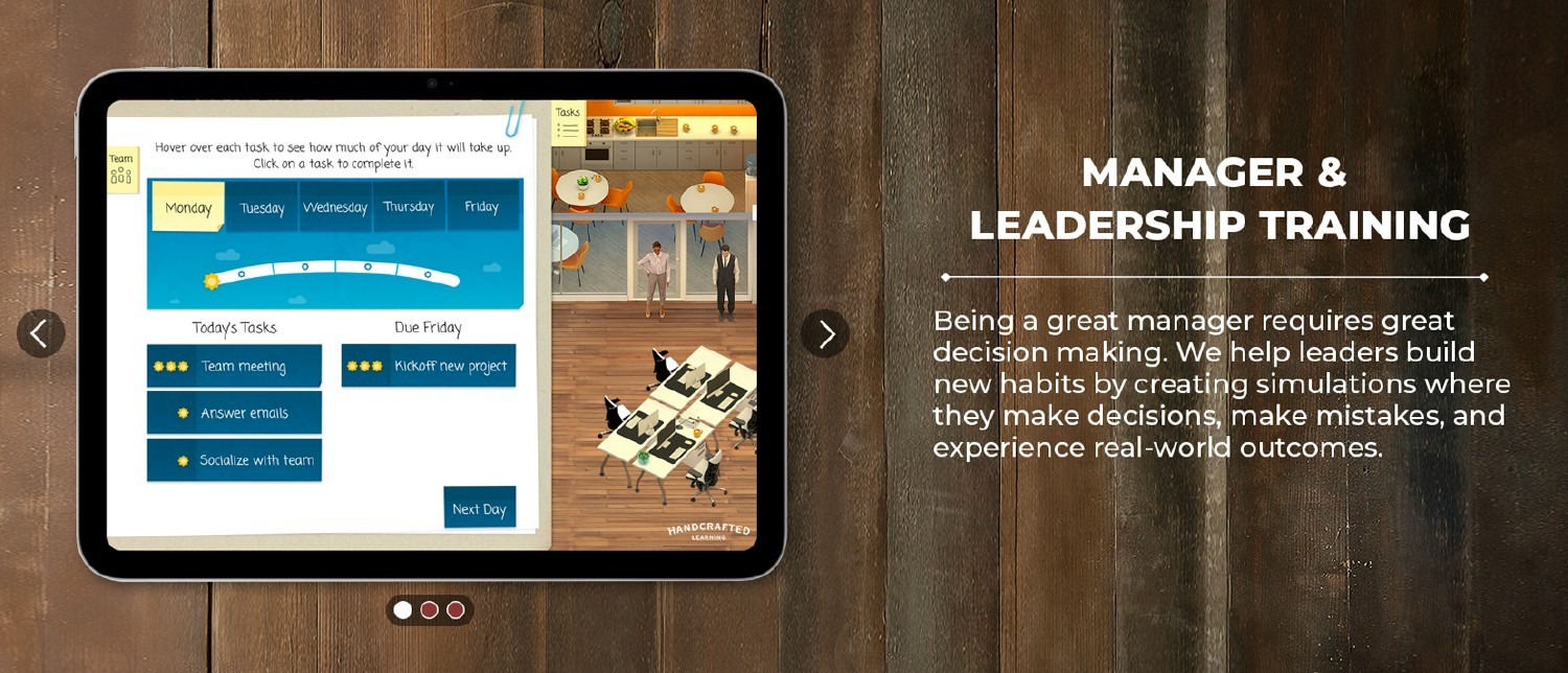 Handcrafted Learning creates experiences for all roles and levels, including frontline managers and senior leaders.
