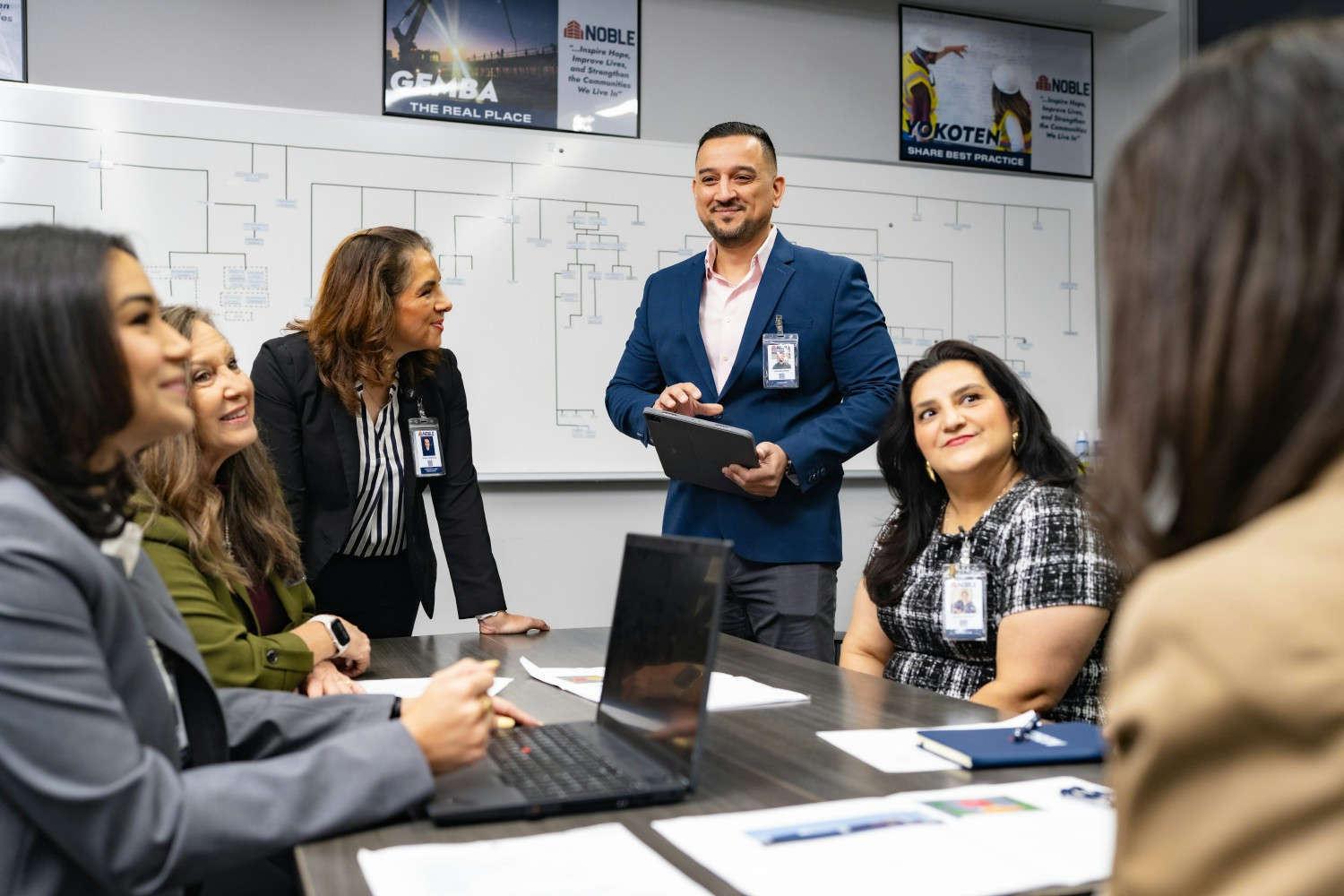 Teamwork in Action — Noble Texas Builders' leadership and project teams collaborate during a strategy session