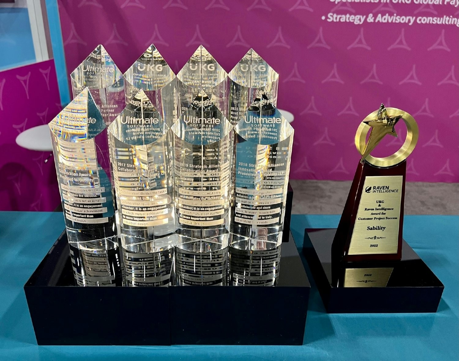 Awards won by the work done by the Sability employees. Impressive!