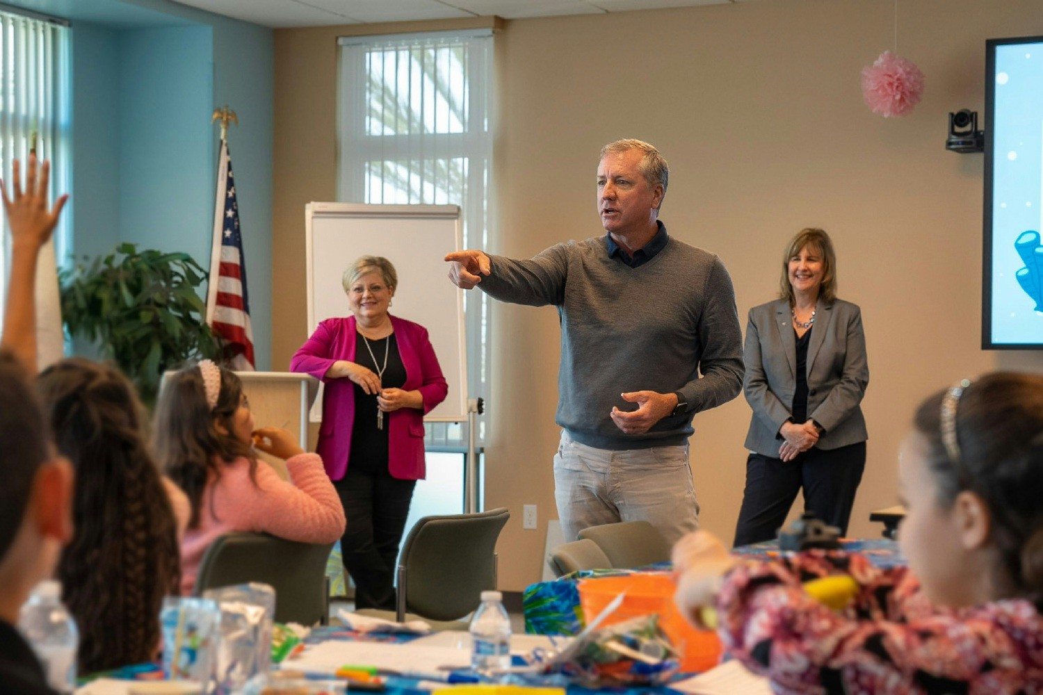 Cal Coast's CEO Todd Lane and other executives answer questions at the Bring you Kids to Work event.