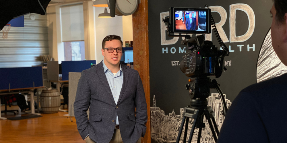 Burd Home Health CEO Adam Burdick films in Rochester, highlighting how Self Direction empowers families across the U.S