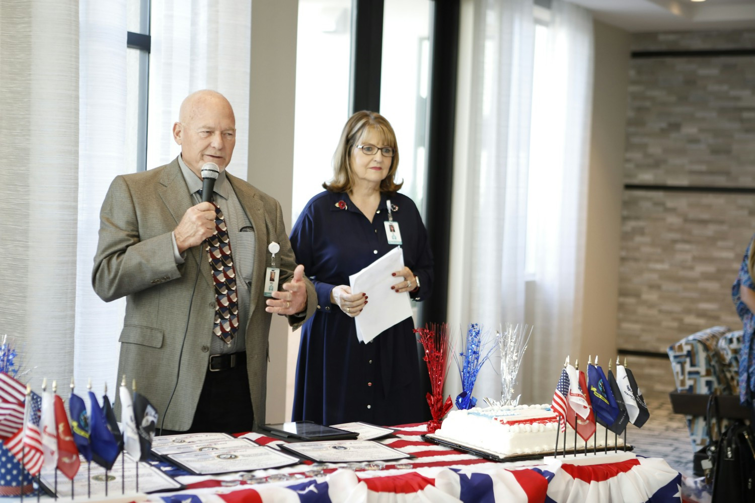 Acacia's Spiritual Counselor and Director of Business Development at Acacia's Honoring Veterans event.