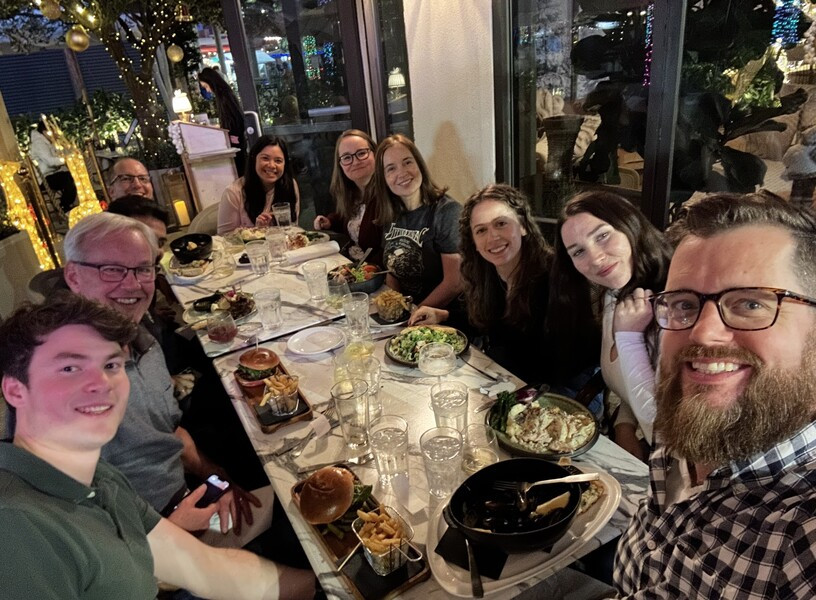Our BoatMart team celebrates a successful show at dinner. 