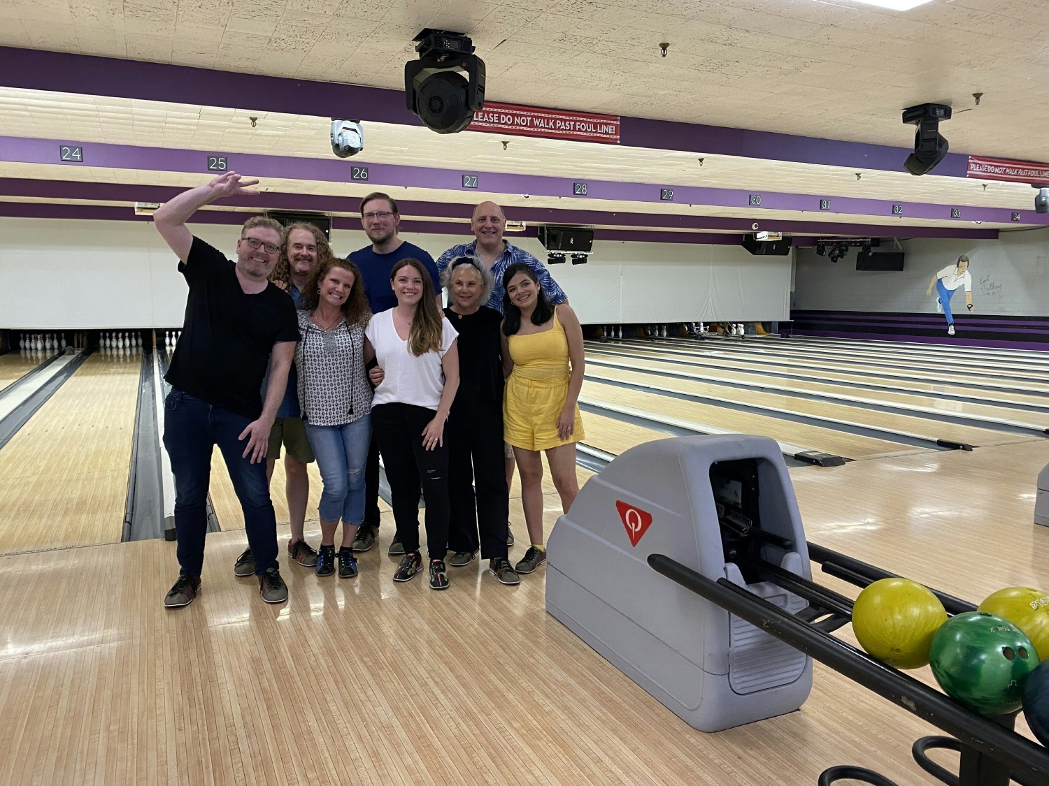 Bowling with the Chicago/Illinois team.