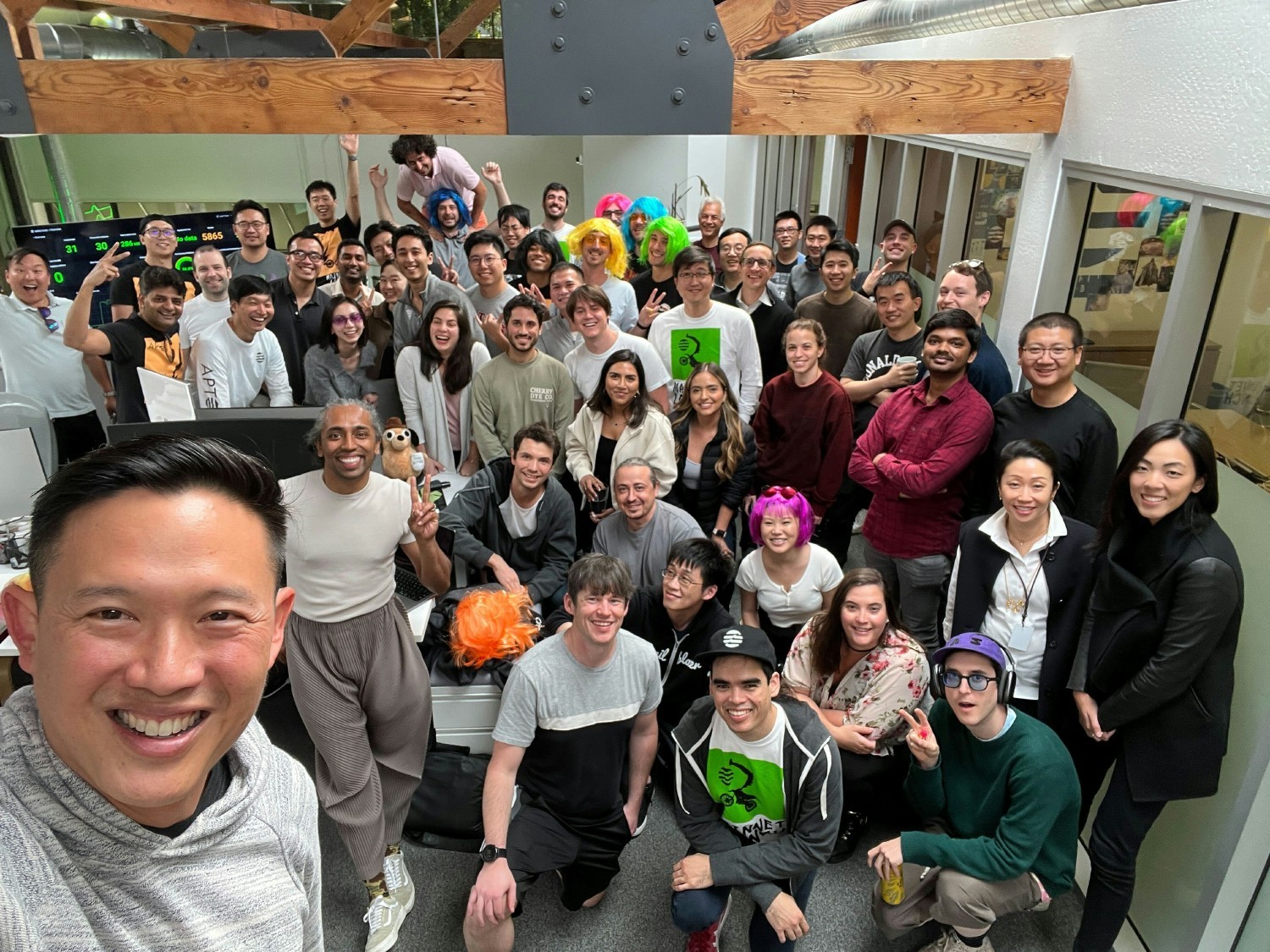 Group selfie after the launch of a new product