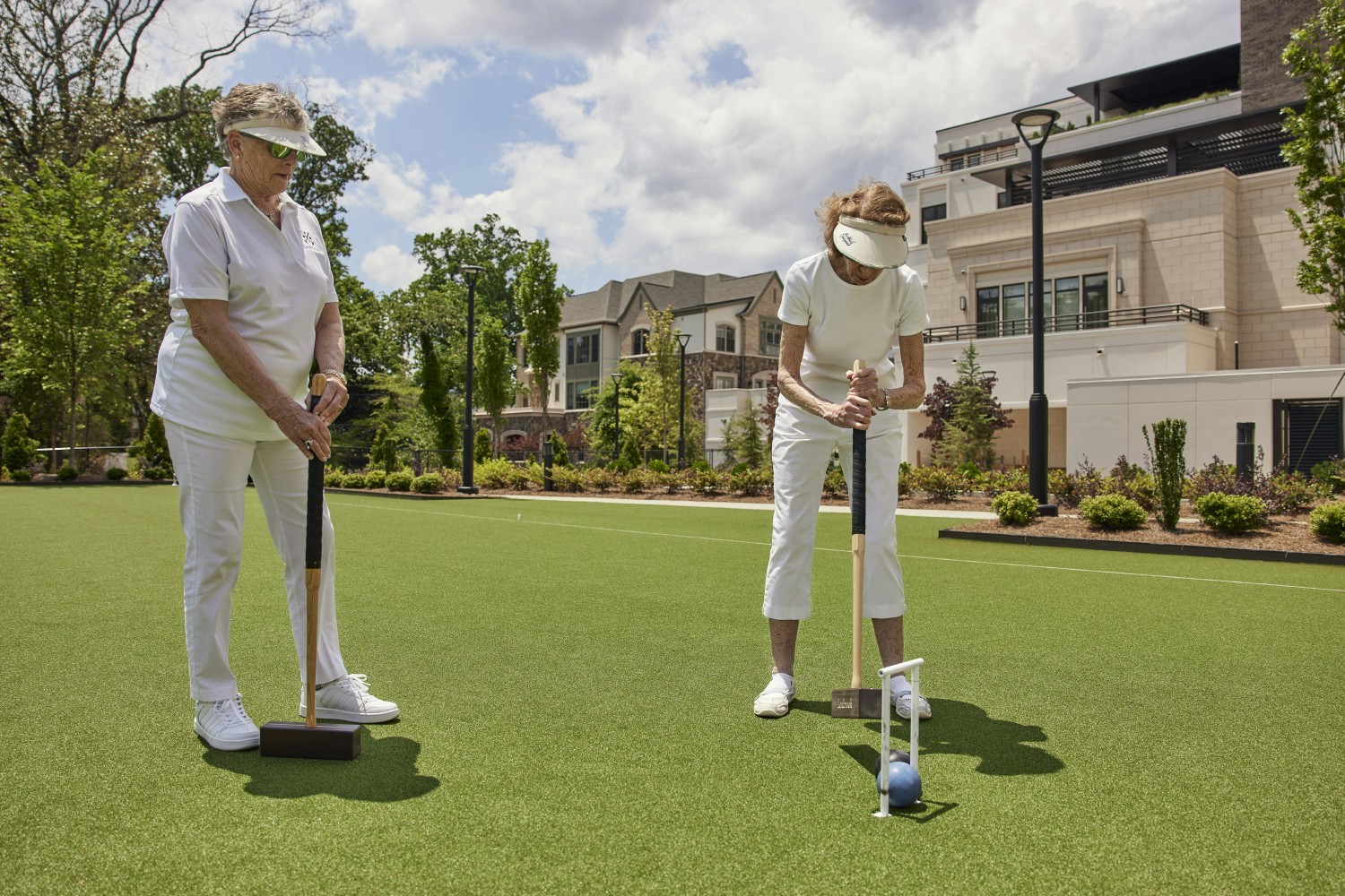 An afternoon playing golf croquet on Lenbrook's full, regulation-size croquet lawn. 