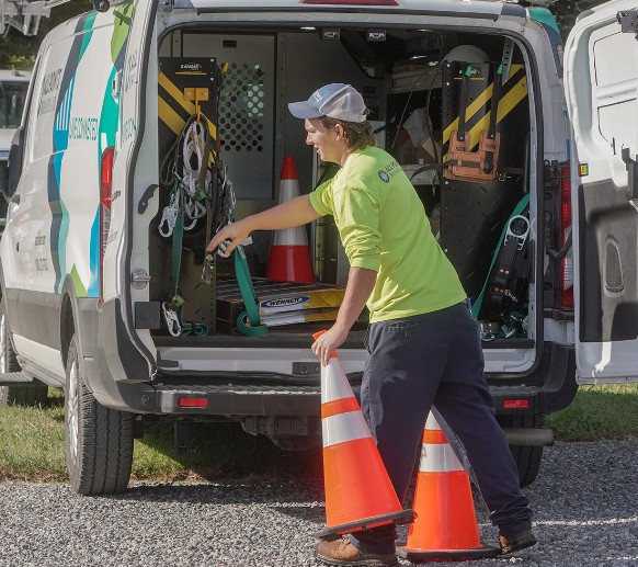 Technician working in the field. 