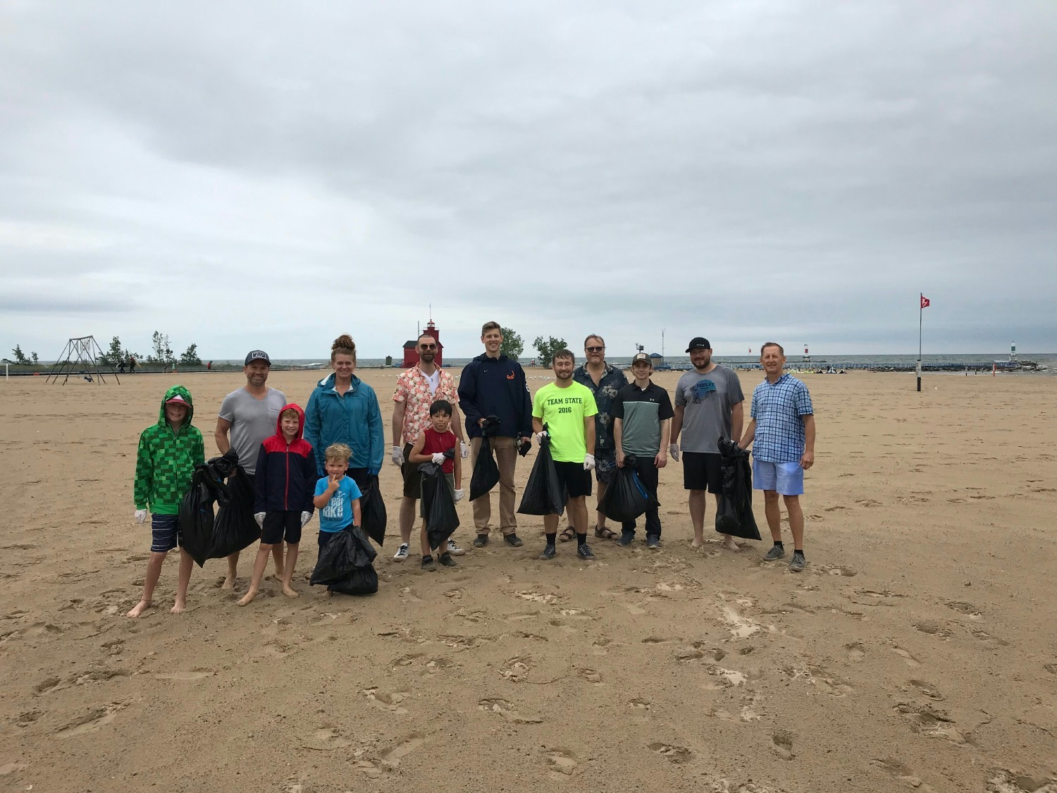 Beach cleanup at Lake Michigan